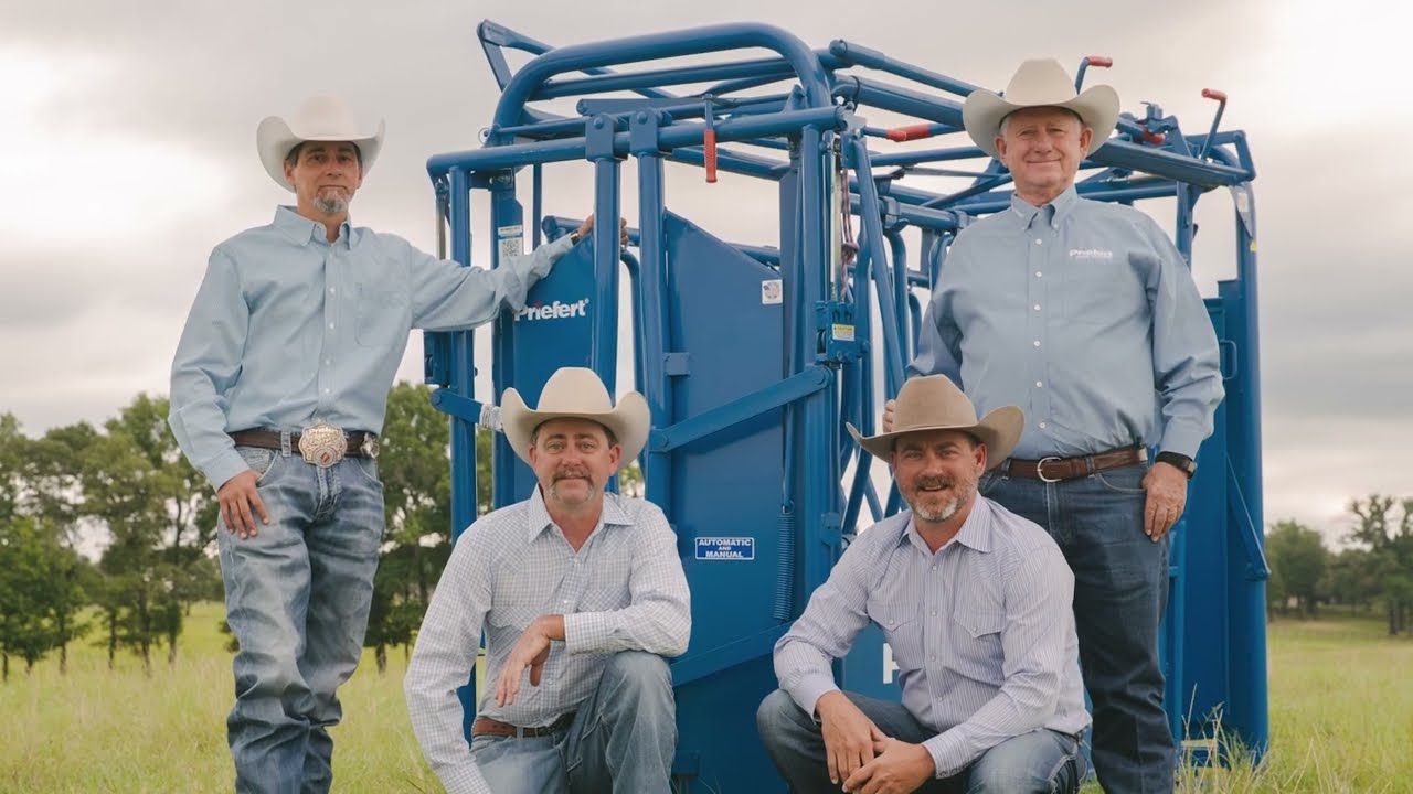 Bill Priefert with an early Model 81 chute and headgate
